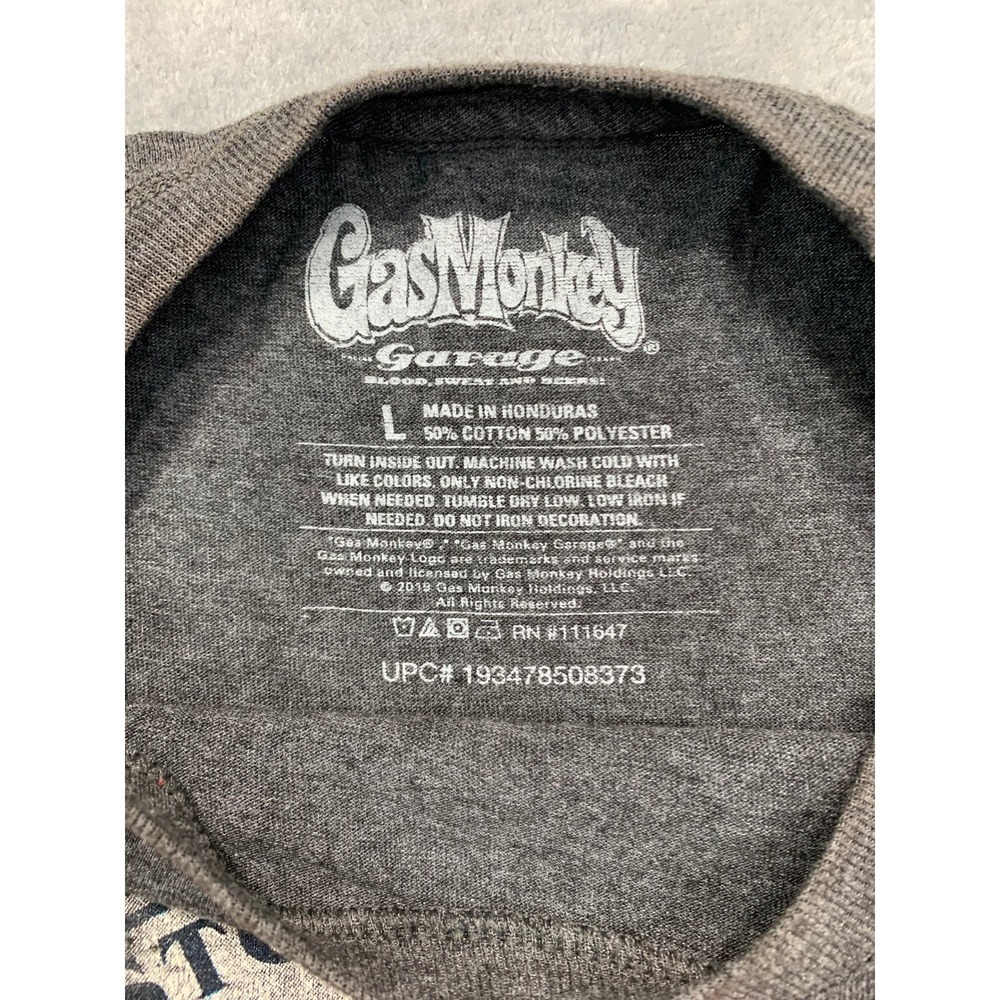 Hot Rod Garage Graphic Tee Gray Distressed Logo Biker Streetwear L Gas Monkey - Picture 3 of 6